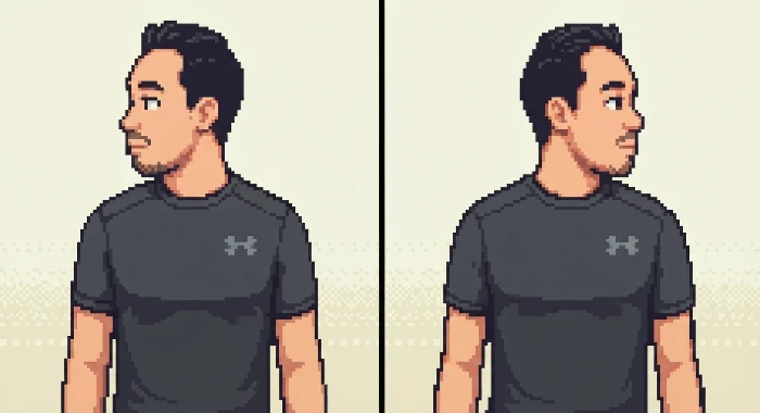 Regangan Neck Rotation — pusingkan kepala perlahan ke kiri dan ke kanan tanpa mengangkat bahu.